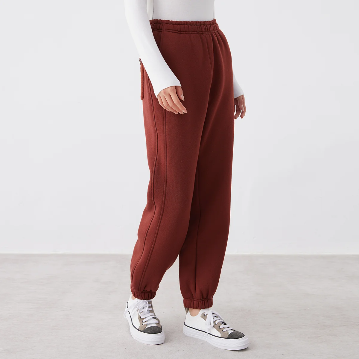 K2708W High Quality Luxury Women\'s Clothing 66% Long Staple Cotton 25% Australian Wool Casual Pants Ladies Trousers