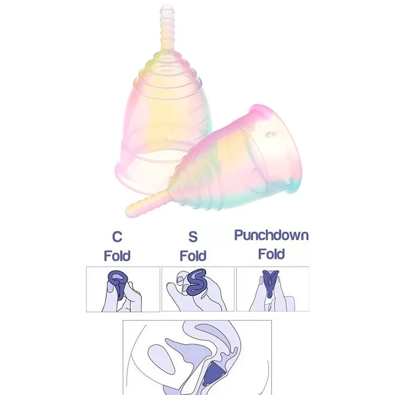 Kleurrijke Vrouwen Cup Medische Siliconen Menstruatie Cup Dameshygiëne Menstruatie Lady Cup Gezondheidszorg Periode Cup Hot Koop