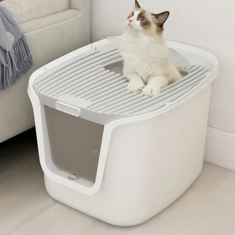 High Value Cat Litter Box Super Large Space Cat Toilet with Lift Cover Clean Sandbox with Multi-Directional Access for Cats