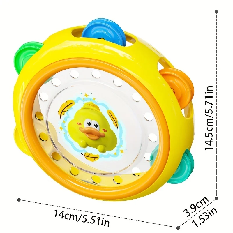 لعبة طبلة يدوية تهتز مناسبة للأطفال من سن 0 إلى 3 سنوات - مصممة بضفادع ملونة، تتميز بألوان زاهية وأصوات ممتعة #2