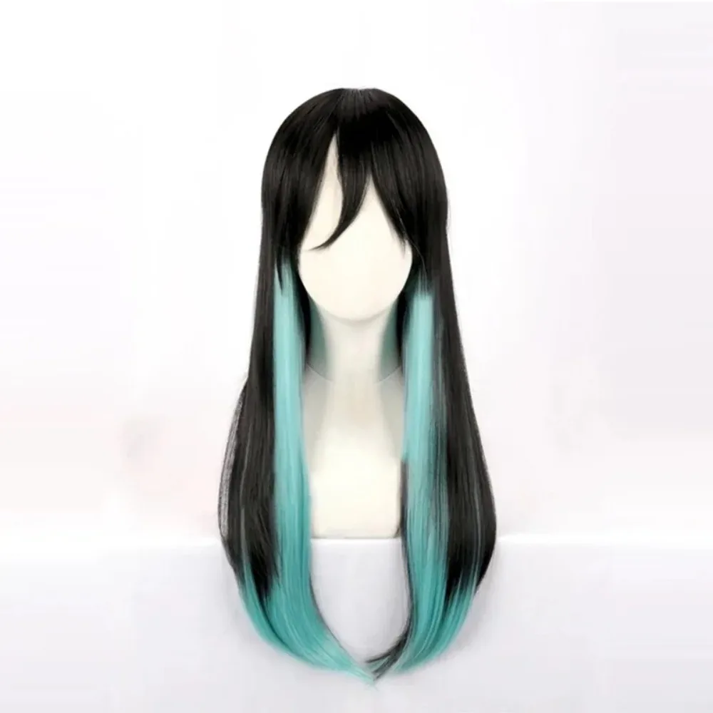 

Tokitou Muichirou Cos Headgear Stage Sitcom Cosplay Black Green Color Matching Wig Anime Demon Slayer Blade Role Wig Cover