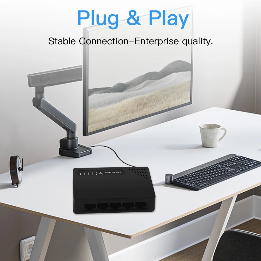 5 Port Network Switch Splitter 100M Mini Ethernet Network Adapter For Home Office EU/US Plug
