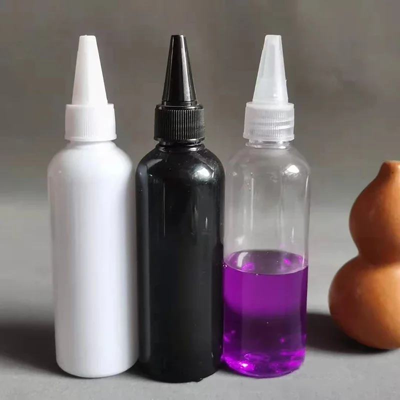 12Pcs 120ML Plastic PET Refillable Bottle Liquid Ink Oil Dropper Squeeze Bottles with Twist Top Caps Pigment Container Portable