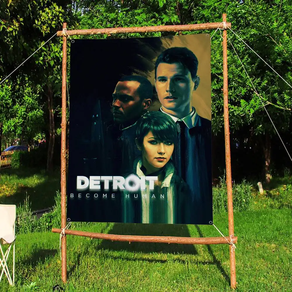 Game D-Detroit Become Human Banner INS Style Outdoor Party Decoration Atmosphere Flag