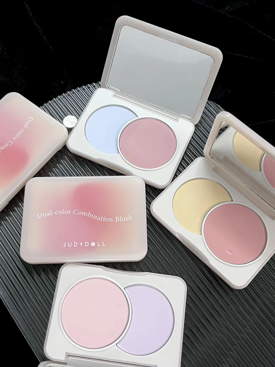 JUDYDOLL Dual-color Blush Purple Pink Expansion Convergence Blend Nude Makeup Blush Natural Brighten Skin Tone Makeup Palette