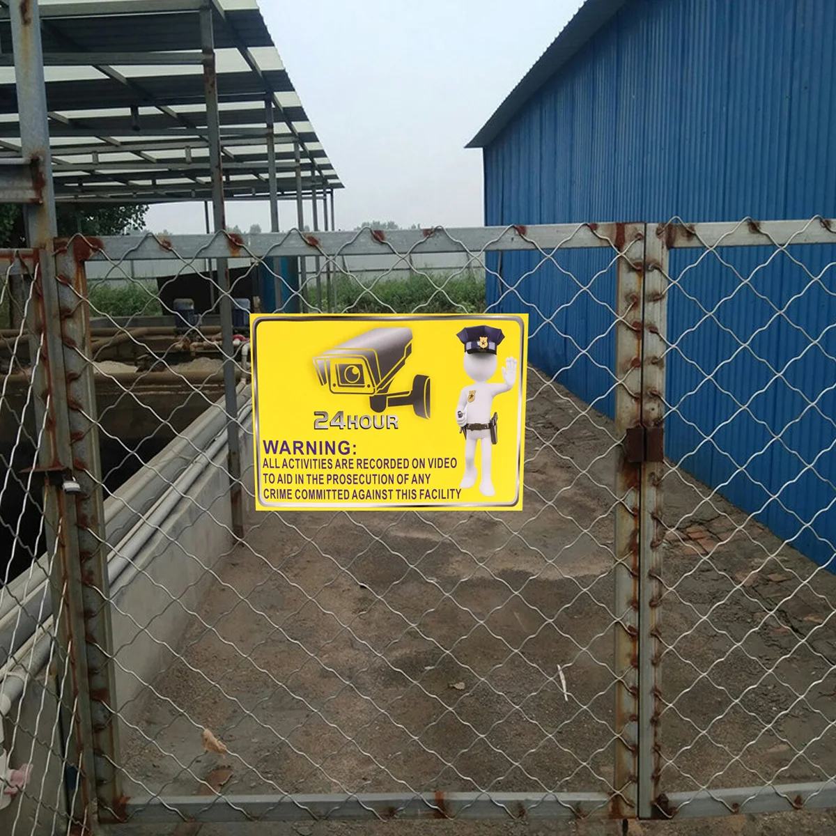 5pcs Monitoring Warning Sticker Extra Thick Durable Self-Adhesive Sign For Car Wall Bumper Outdoor Indoor Use Traffic Safety