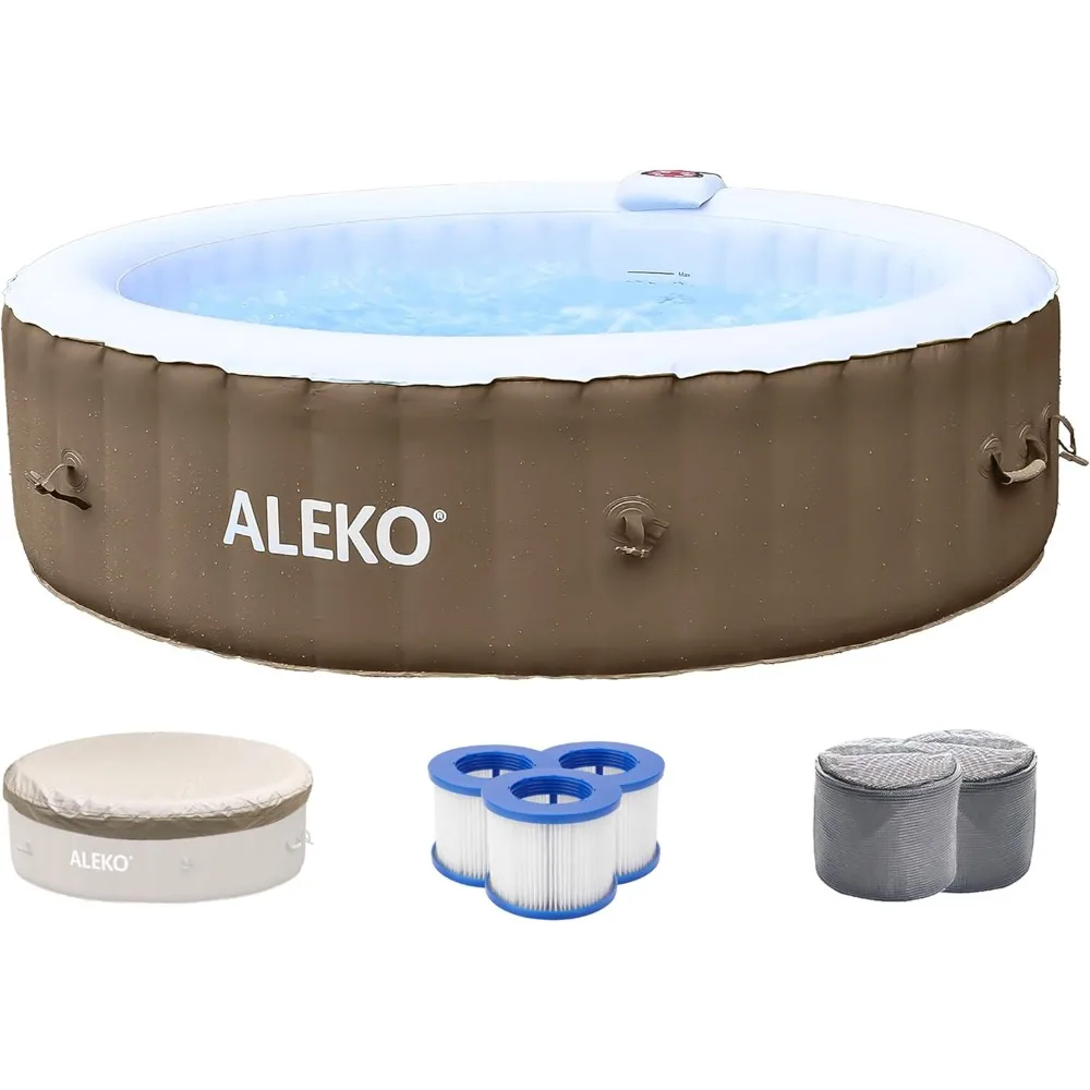 

Надувная гидромассажная ванна для спа, персональный мощный пузырь с гидромассажной крышкой и 3 фильтрами, 265 галлонов | 6-местный круглый