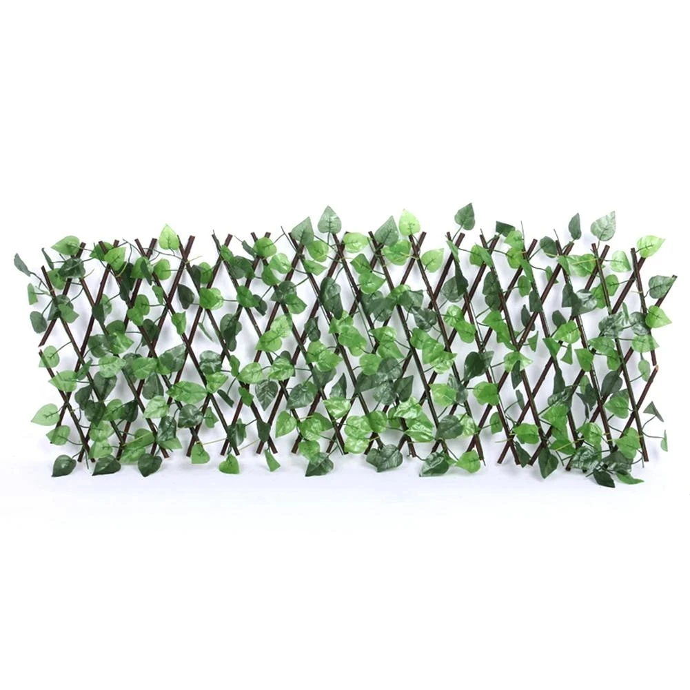 

Retractable Artificial Garden Trellis Fence Expanding Faux Ivy Privacy Fence Wood Vines Climbing Frame Gardening Plant Decor