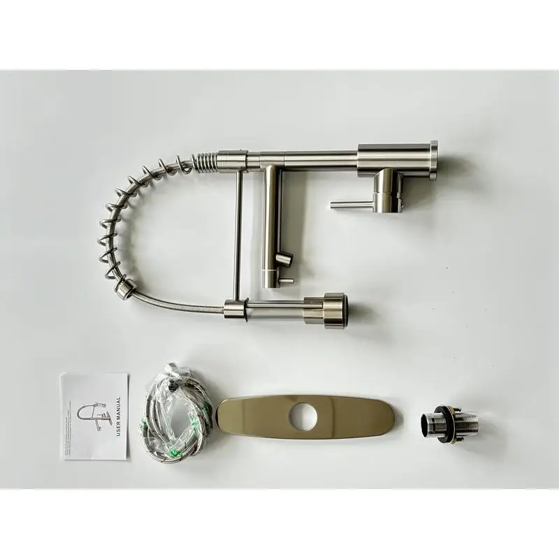 Robinet de cuisine extractible avec commande tactile, poignée unique, col à ressort en acier inoxydable à 2 fonctions, Installation à trou unique pour