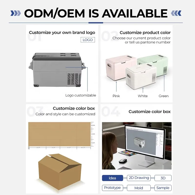 CF45 45L Dual-Zone Portable Cooler Box 12V/24V Car Fridge Compressor Freezer for Camping for Vehicles Made of Durable Plastic