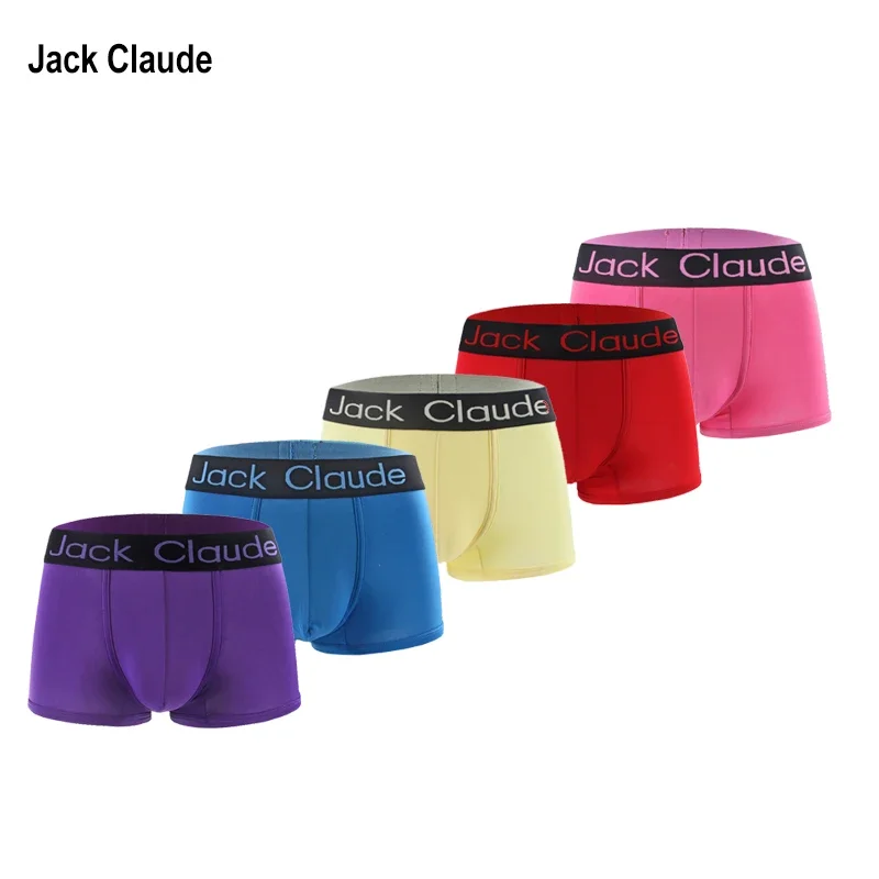 Jack Claude Boxershorts sólidos para homens, cuecas de lingerie sexy boxer, calcinha por atacado, cueca, 5pcs, lotes