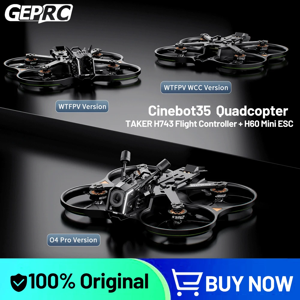 

GEPRC Cinebot35 O4 Air Unit PRO/ WTFPV Quadcopter TAKER H743 FC SPEEDX2 2105.5 / 2450KV Motor ICM42688-P 16MB RC Freestyle Drone
