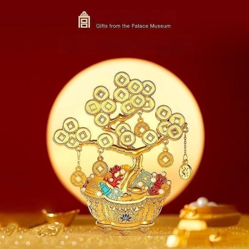 Forbidden City Cultural Creative Lucky Money Tree Fridge Magnet - Metal Magnetic Fortune Attracting Travel Souvenir Home Decor