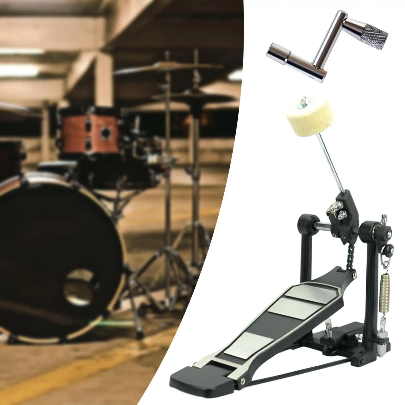 

Single Bass Drum Pedal Chain Drive Drum Step Professional Universal Drum Kick Pedal for Beginner Electronic Drums Pro Drummers