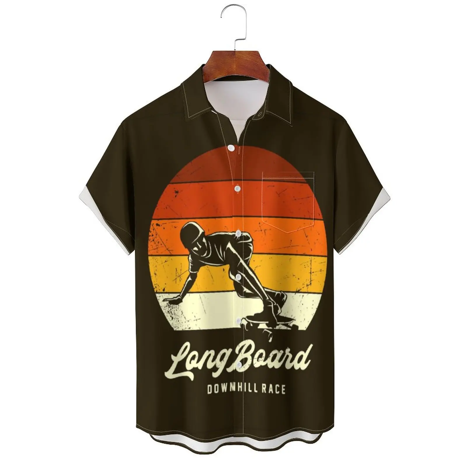 Retro Vintage Figure Ice Skating Silhouette Distressed Shirt  Tops Shirts for Men Birthday  Shirt Design Fashionable summer