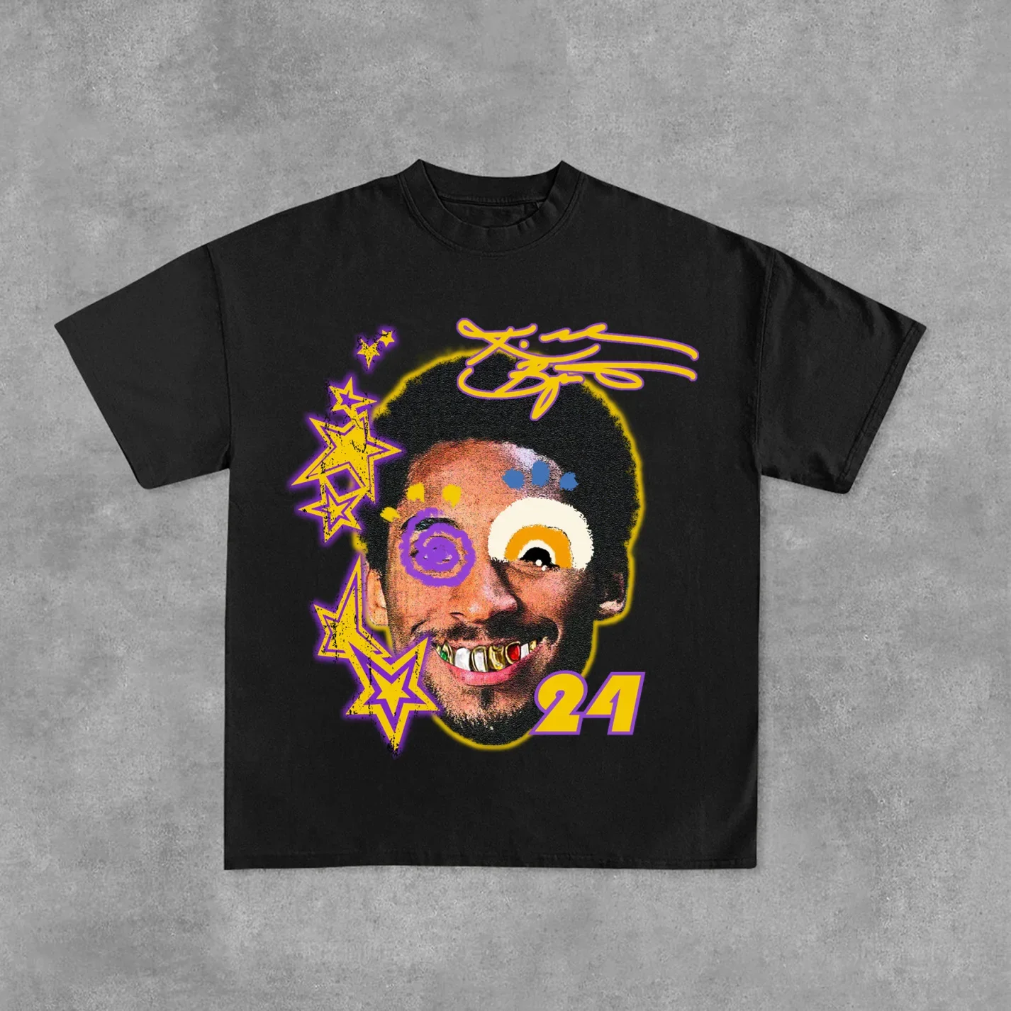 Koszulka z grafiką graffiti w stylu vintage z Kobe Bryantem, męska i damska, streetwear, krótki rękaw, retro, Y2K, Harajuku.
