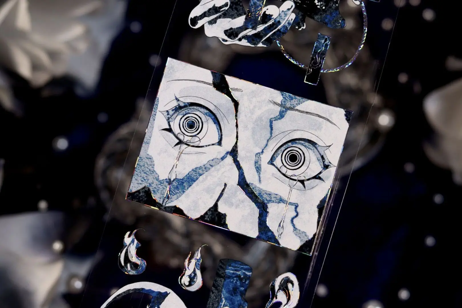 

1 Loop Pet Washi Tape [this Night] Street Lamp Journal Collage Mobile Phone Back Card Chinese Horror Fox Yellow White Willow Gra