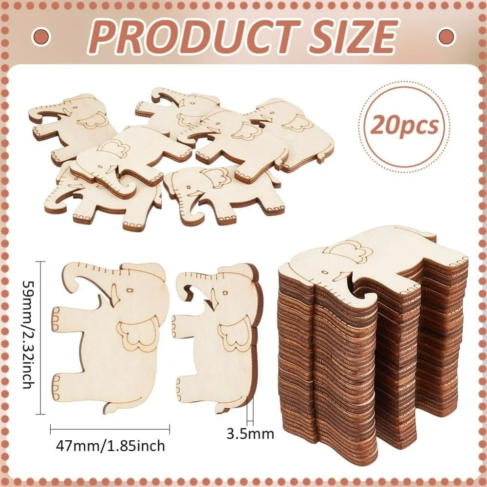 20Pcs Wooden Animals Floss Bobbins Elephant Shaped Cross Stitch Bobbin Embroidery Thread Cards Winding Plate for DIY Sewing