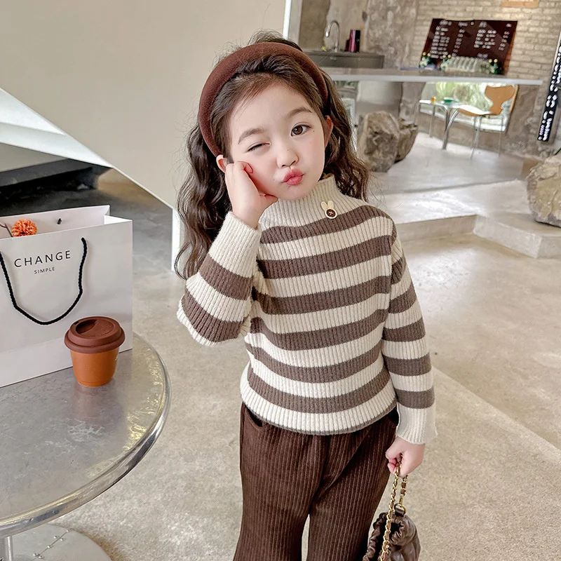 

Girls Sweater Wool Coat Kids Tops Knitting 2024 Charming Thicken Warm Winter Autumn Pullover Christmas Gift Cotton Children's Cl