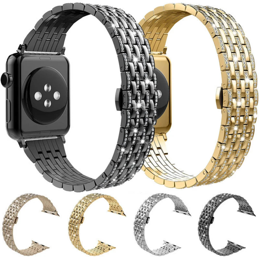 

Metal Strap For Apple Watch Band 45mm 41mm 44mm 40mm 42mm 38mm Stainless Steel Diamond Bracelet iWatch 7 6 5 4 3 SE 8 Ultra 49mm