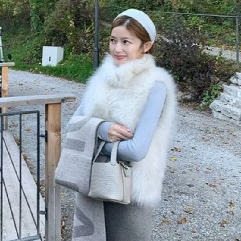 

High Collar Faux Fur Vest for Women Soft Warm Fur Coats Elegant Women Winter Vest Outerwears Fashion Women Winter Clothing