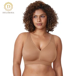 Women's Plus Size Wireless Bra Support Comfort Full Coverage Unlined No Underwire Smooth B C D DD E F