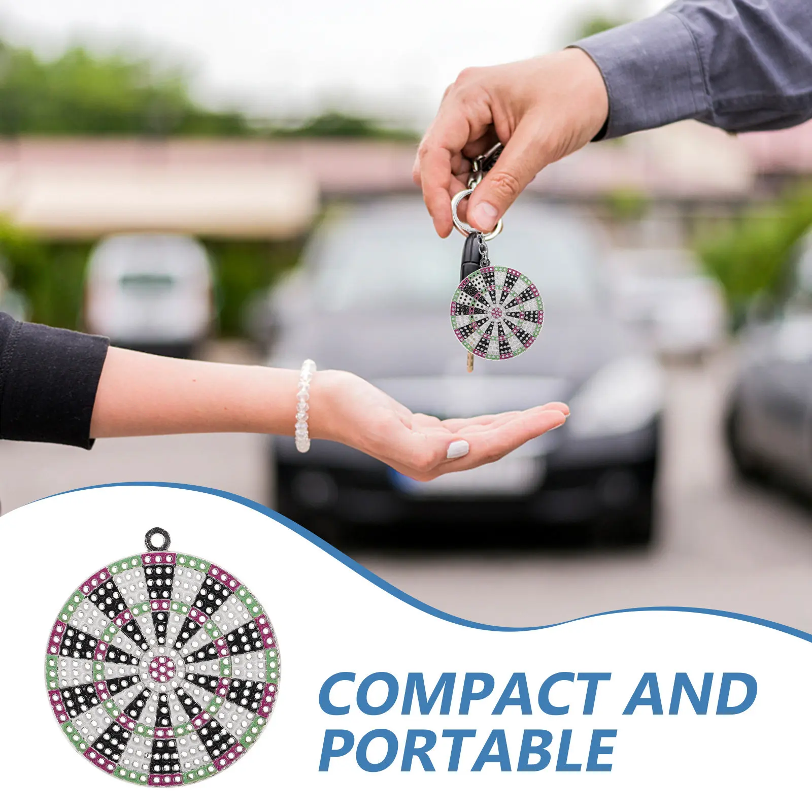 

Double Side Dartboard Charm Mini Hanging Zinc Alloy Pendant Color Decorative Souvenir Board Accessory for Home Office