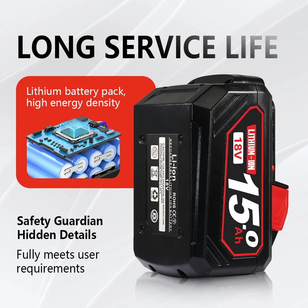 Pro Milwaukee M18 Battery Power Tool Náhradní dobíjecí lithium-iontová baterie pro Milwaukee 18V 9-15Ah 48-11-2460 21700 - náhled 5