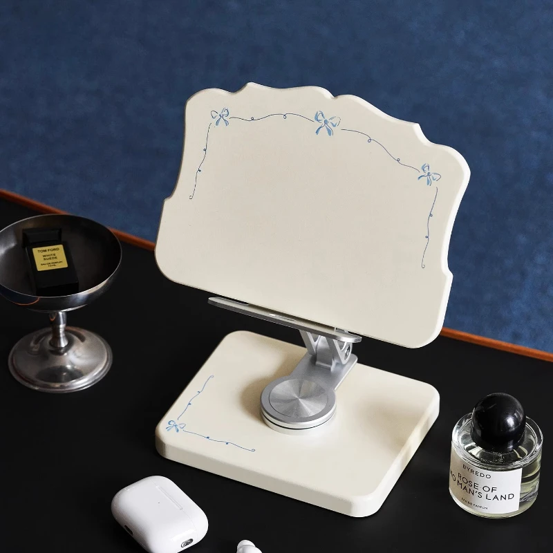 Cream Wooden Tablet Stand Rotary Tablet Computer Reading Stand Creative Desktop Phone Stand