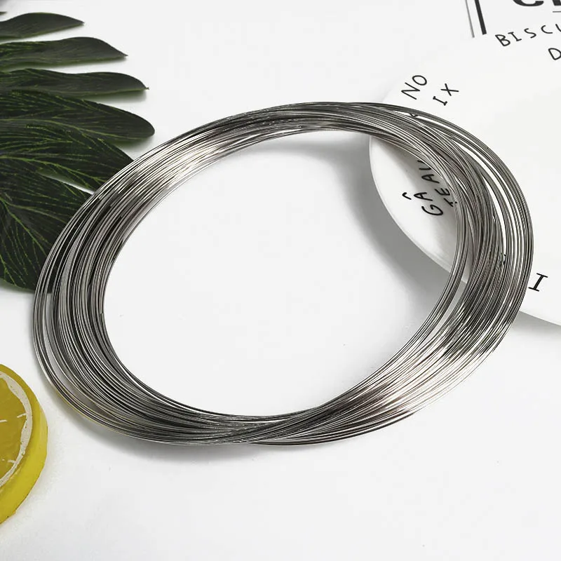 100Loops Silver Plated Round Memory Beading Steel Wire for DIY Cuff Bangle Bracelet Making Jewelry Findings Craft 115mm Big Size