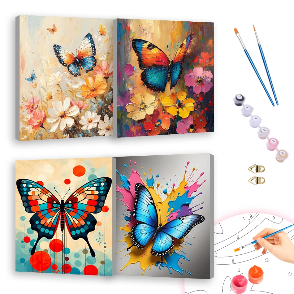 

RUOPOTY Diy Painting By Numbers For Beginner 20x20cm With Frame butterfly Wall Art Picture Drawing Canvas Coloring By Numbers