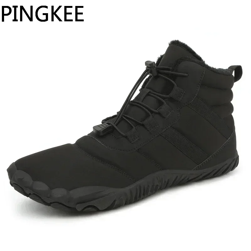 PINGKEE VENOCON Barefoot Wide ToeBox Shoes Men Women Leather Winter Athletic Minimalist Sneakers Snow Boots Wide Feet Footwear