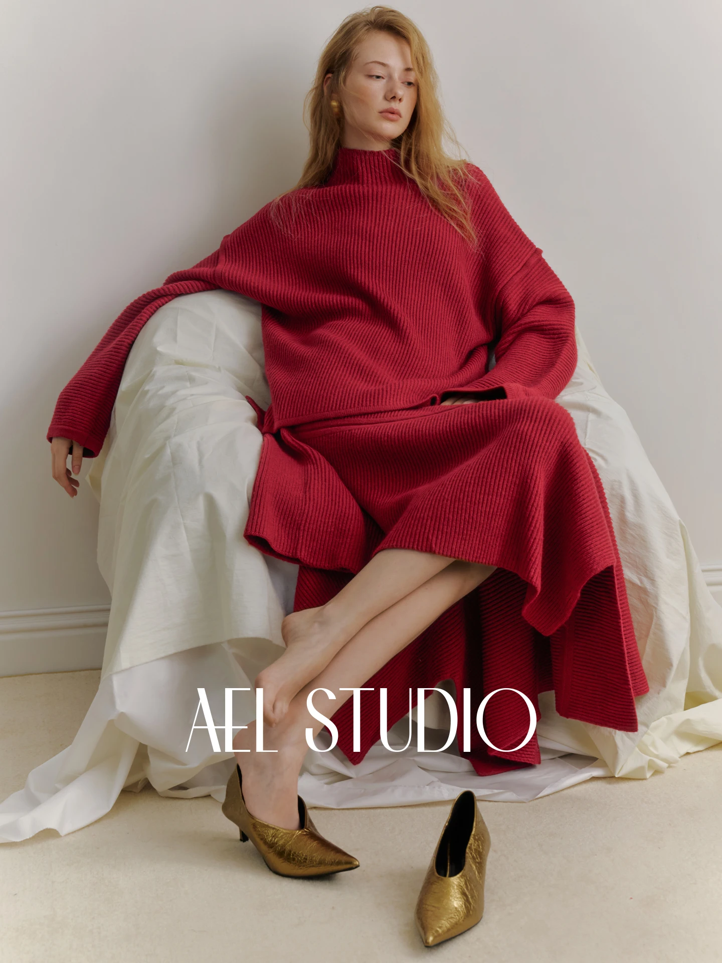 

AEL New Year Red Loose Woolen Sweater round Ne Casual Knitted Top Women's Comfortable Spring Autumn Winter Faion Sle