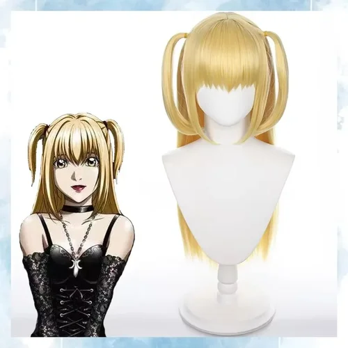 WHIMSICAL W Amane Misa Peluca de cosplay Peluca de pelo sintético resistente al calor de estilo dorado largo y recto