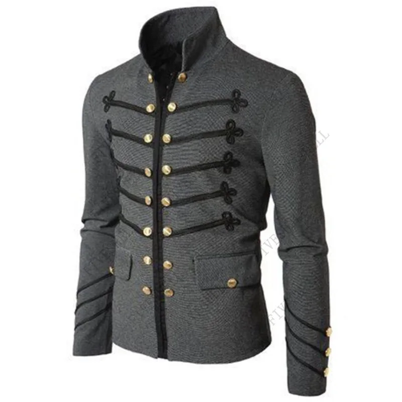 Adult Man Purim Victorian Gothic Style Jacket Zipper Christian Medieval Knight Coat Solid Middle Ages Male Carnival Cos Blazer