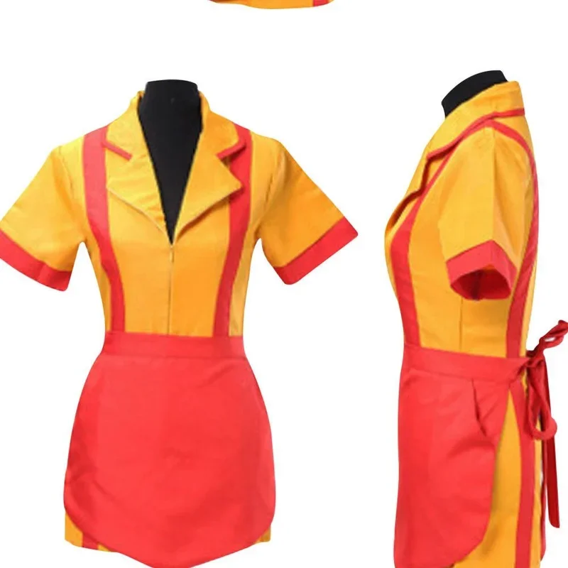 Custom Made 2 Broke Girls Costume Halloween Outfit Max Black Caroline Wesbox Channing Cosplay Suit 2 Broke Girls Apron Dress