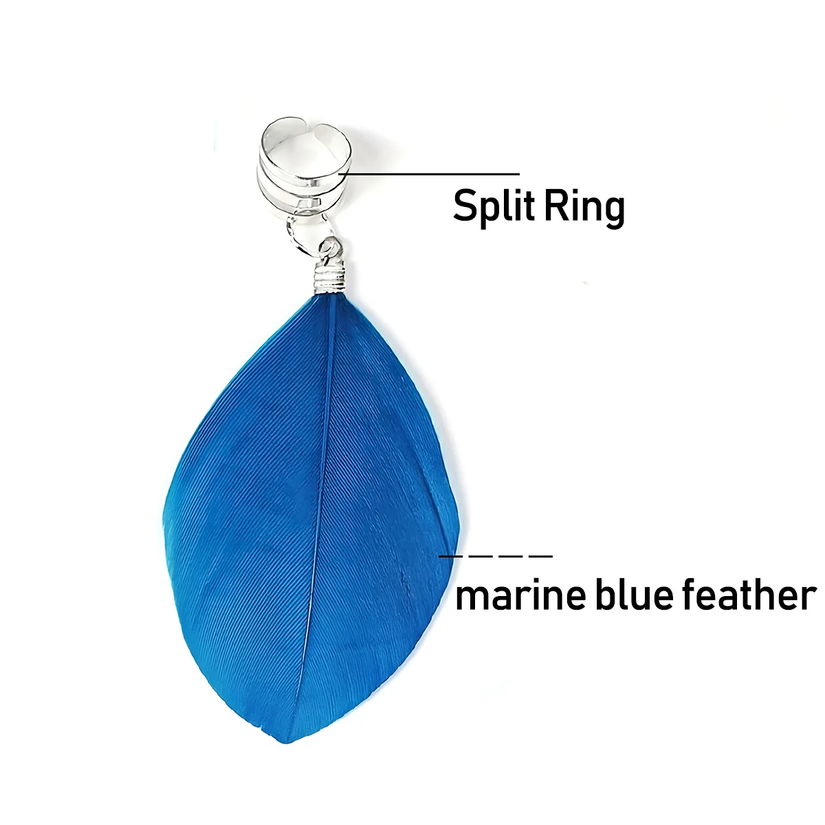 6Pcs Bohemian Style Dreadlock Blue Feather Hair Rings - Suitable for Parties & Balls