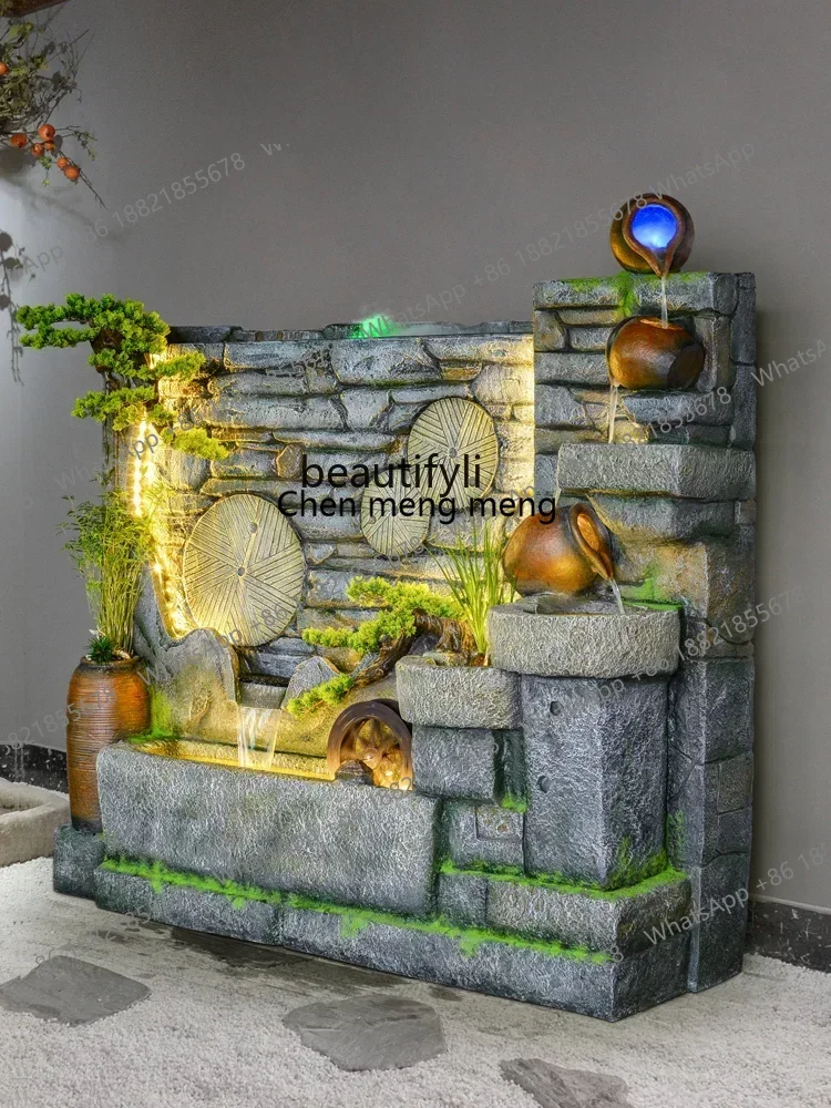 new Water Curtain Wall Screen Courtyard Garden Layout Circulating Water Fountain Rockery Waterscape ss 8617