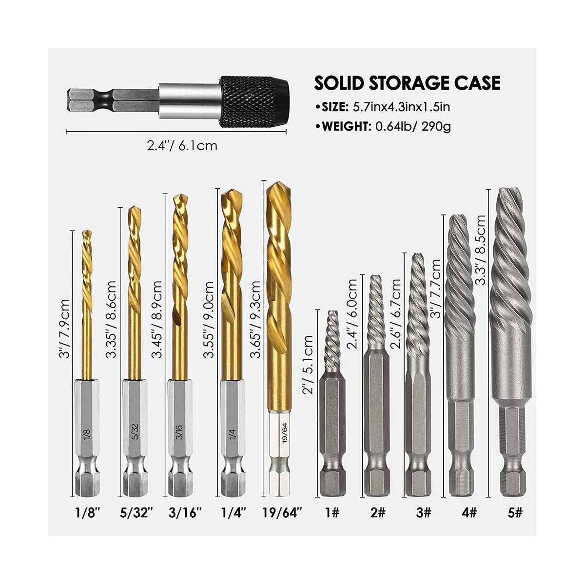 Screw Extractor Set, 11 Pieces Easy Out Bolt Extractor Set, Reverse Drill Bit Extractor Set for Removing Broken Screws