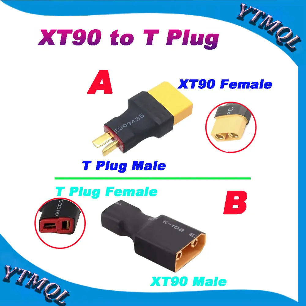 2-10Pcs XT90 to T Plug Female Male Connectors Banana Plug RC Lipo Battery Control Parts DIY Adapter