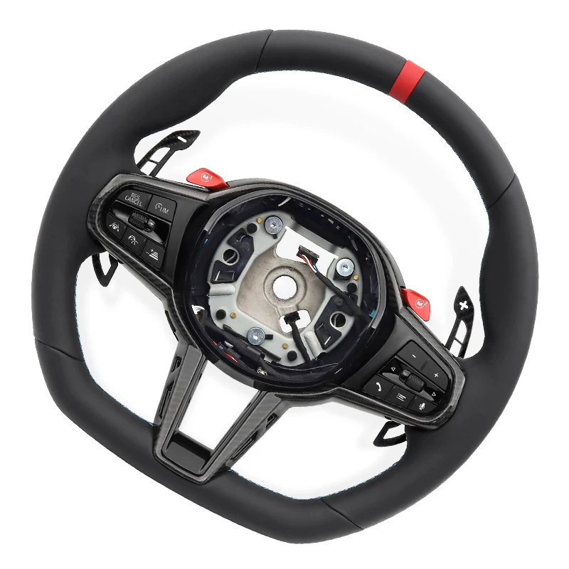 CS Leather Car Steering  With Wheel M1M2 Button For BMW G/F Series G20 G21 G30 G80 G82 G42 M4 F82 M5 F90 M3 F80 X5 F10 X7 X3M