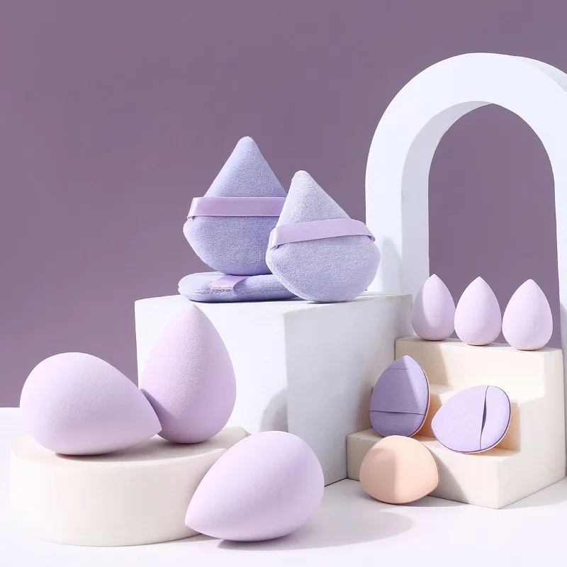 Gąbka do makijażu aksamitna trójkątna puszek do pudru twarz Finger Puffs Mini Beauty Egg płynny podkład narzędzia akcesoria do makijazu 12 sztuk