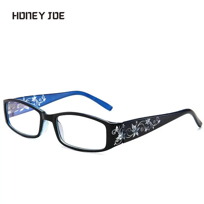 Classic Spring Hinge Anti Blue Light Reading Glasses Men Women Small Rectangle Presbyopic Glasses Floral Wide Leg Comfortable