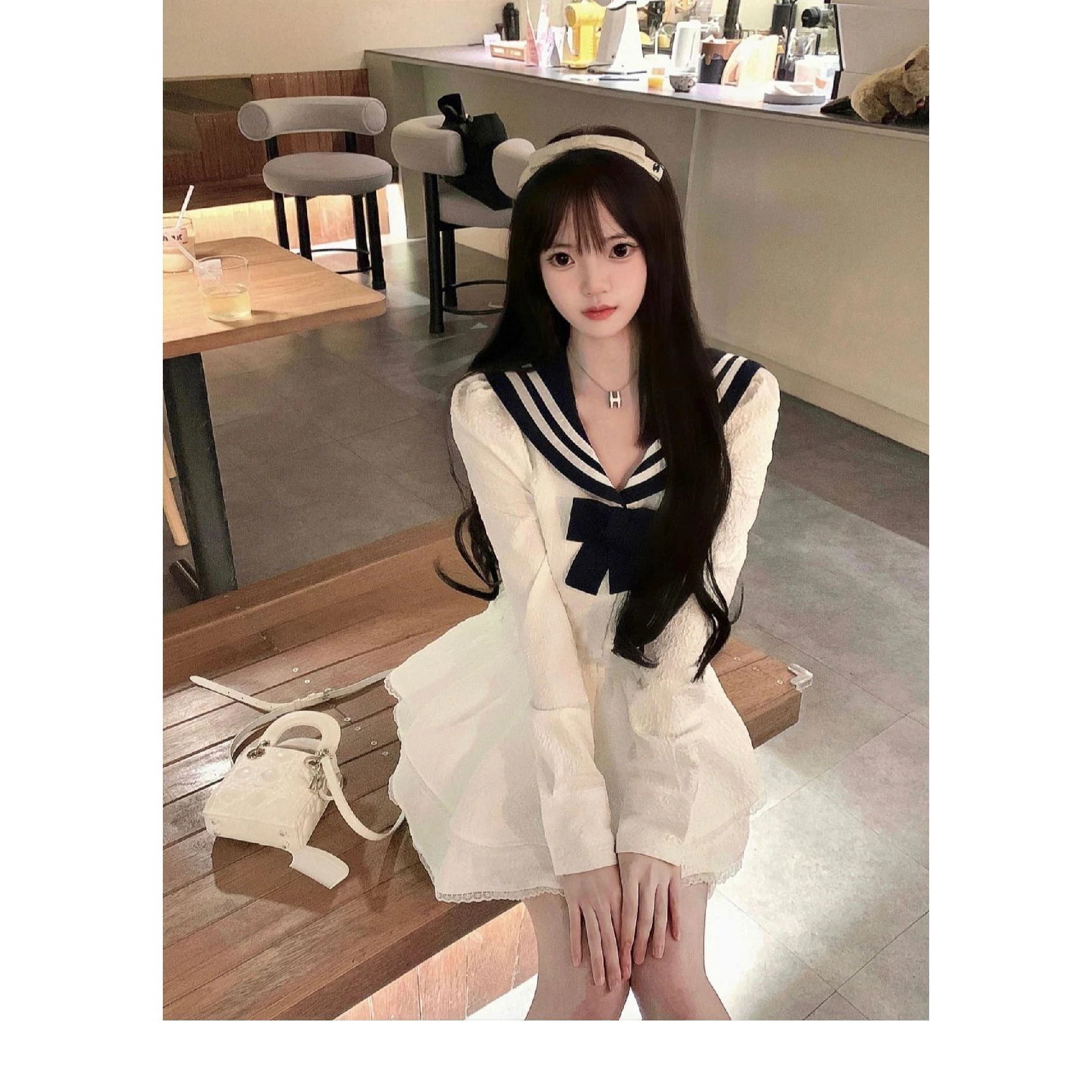 White Puffy Princess Skirt Dress Women's Spring Fashion Japanese Sweet School Style High-End Feeling First Love Slimming