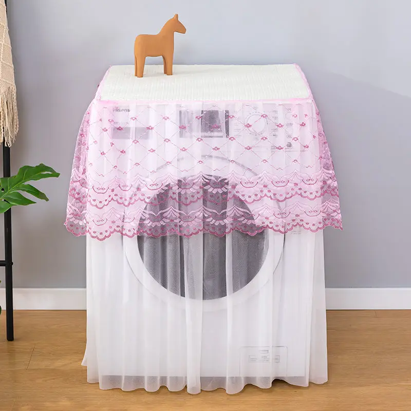 Lace Ruffles Automatic Washing Machine Cover Sunscreen Dust-proof Cases Household Cloth Dryer Roller Washer Protector Decoration