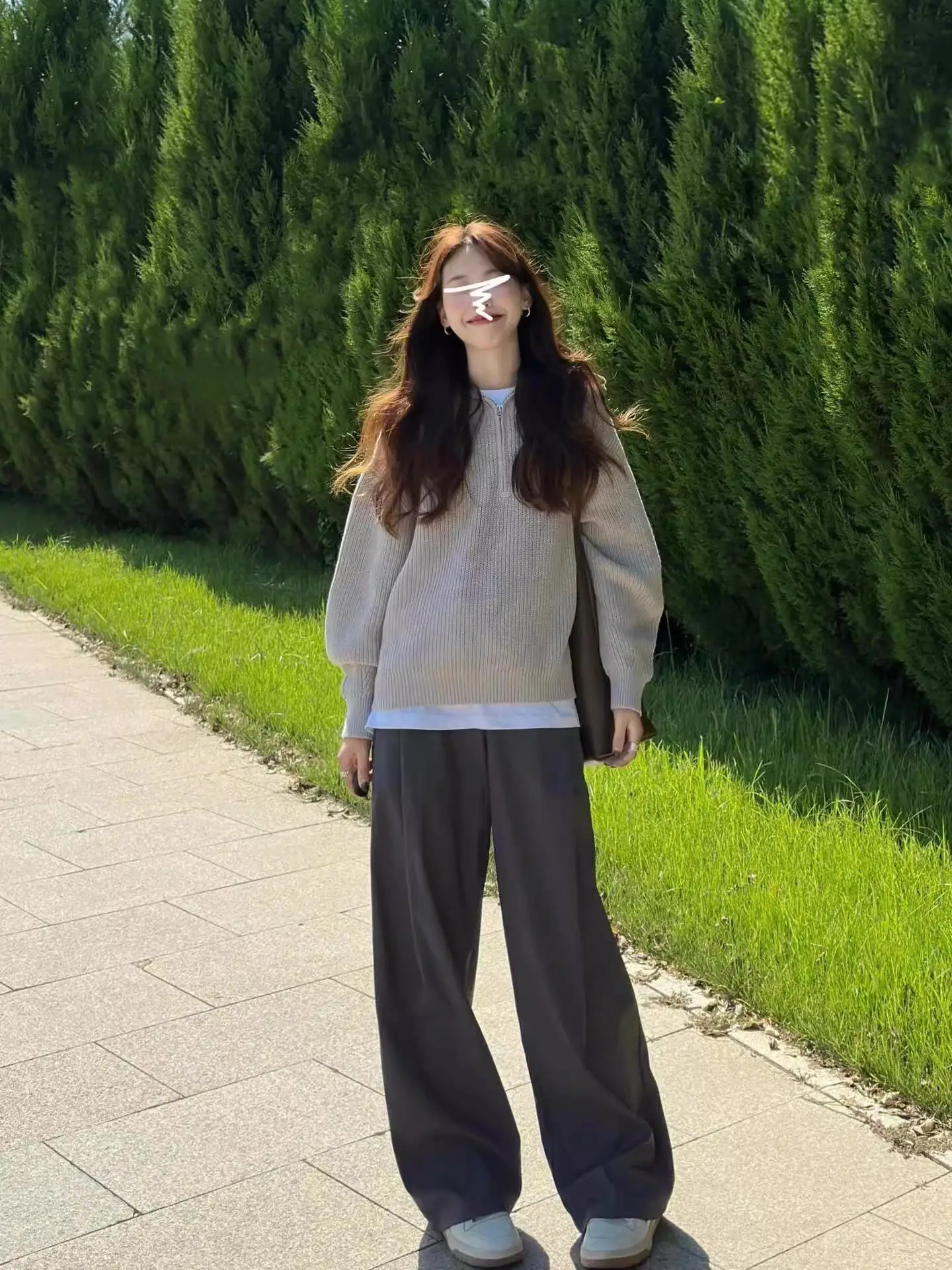 

Retro Embroidered Zipper Collar Long Sve Knitted Sweater Women's Loose Fit Top Autumn Winter Warm Thiened Knitwear