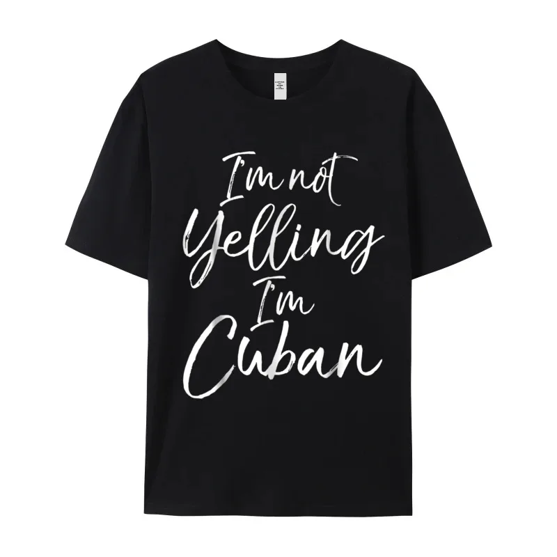 Funny Short Sleeve Tees Christmas Crewneck 100% Cotton Women's T-Shirt Im Not Yelling Im Cuban Funny T-shirts Cute