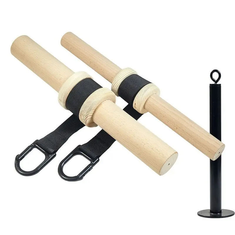 Raw Wood Weighing Stick,Portable Fitness Equipment Power Wrist,Arm Muscle Device,Grip Device,Two or Three Head Muscle Bell Piece