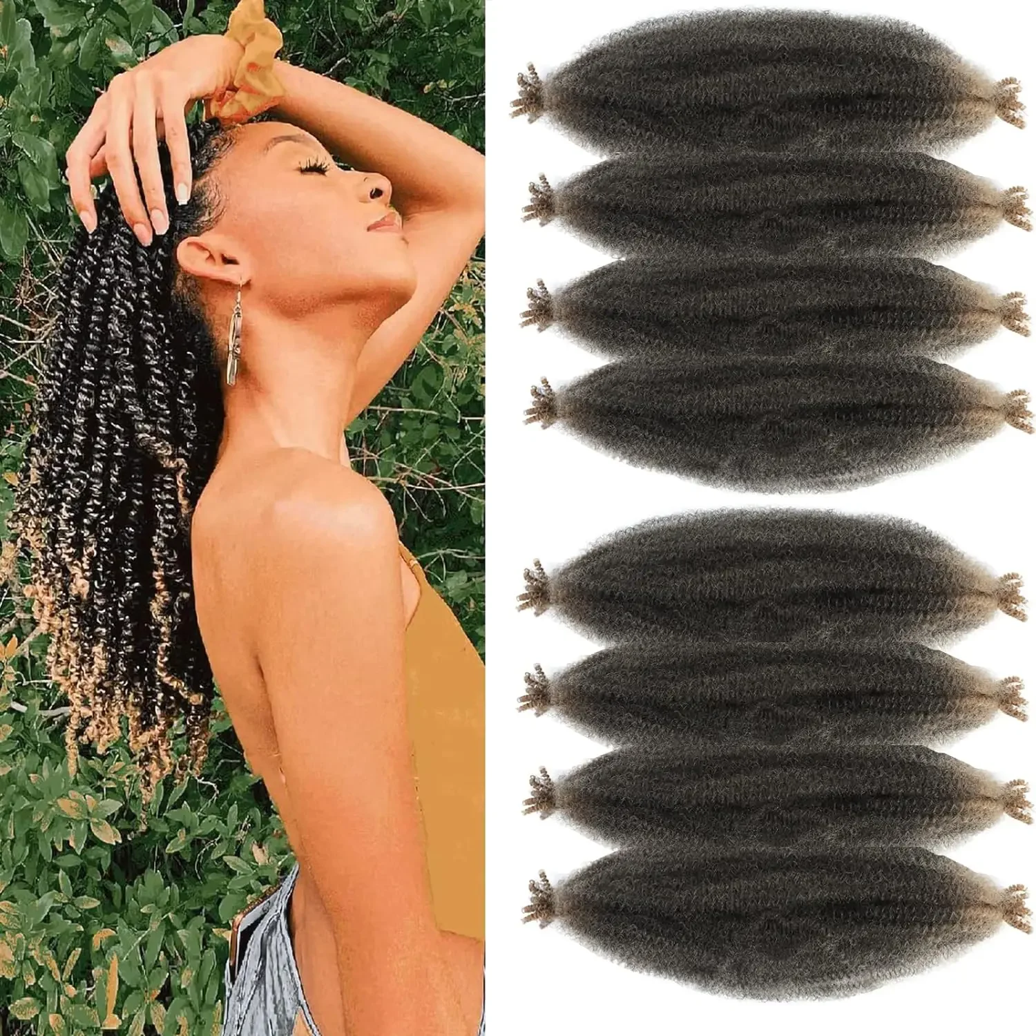 Springy Afro Twist Hair Pre-Separated Marley Twist Braiding Hair Soft Synthetic Crochet Spring Twist Hair Extensions for Women