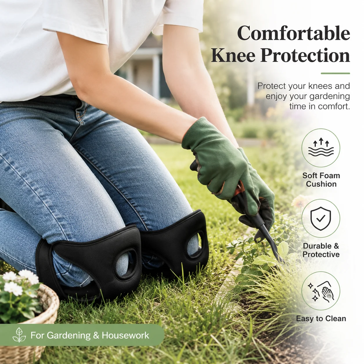 Neoprene Gardening Knee Pads, Thick Elastic Sponge Cushion for Weeding, Household Cleaning and Labor Protection